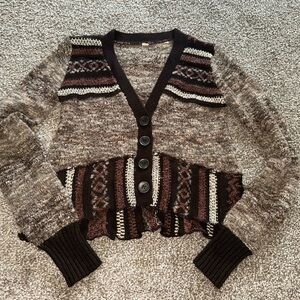 Stylish Brown Patterned Women's Sweater